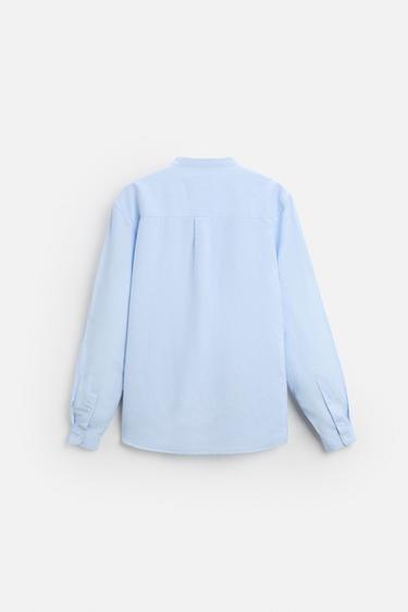 CHEMISE EN LIN ET COTON - Bleu ciel de Zara - Image 6