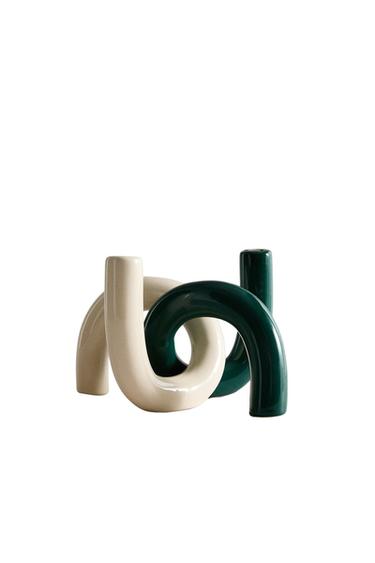STONEWARE SALT AND PEPPER SHAKER SET WITH FIGURE DESIGN (SET OF 2) X COLLAGERIE - Green / Ecru by Zara - Image 0
