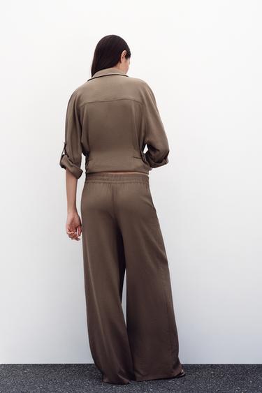 WIDE FLOWING TROUSERS - camel by Zara - Image 2