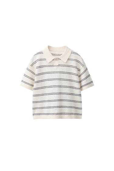 POLO PUNTO ALGODÓN LINO - Crudo / Marrón de Zara