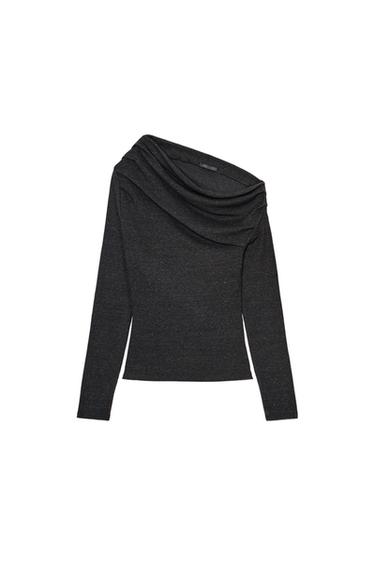 TOP HOMBROS DESCUBIERTOS DRAPEADO - Verde oscuro de Zara