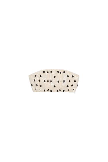 SEQUINNED POLKA DOT BANDEAU TOP - Black / White by Zara
