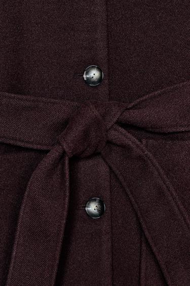 MANTEAU LONG AVEC CEINTURE - Bordeaux de Zara - Image 9