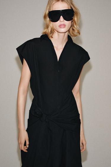 ROBE CHEMISE À CEINTURE ZW COLLECTION - Noir de Zara