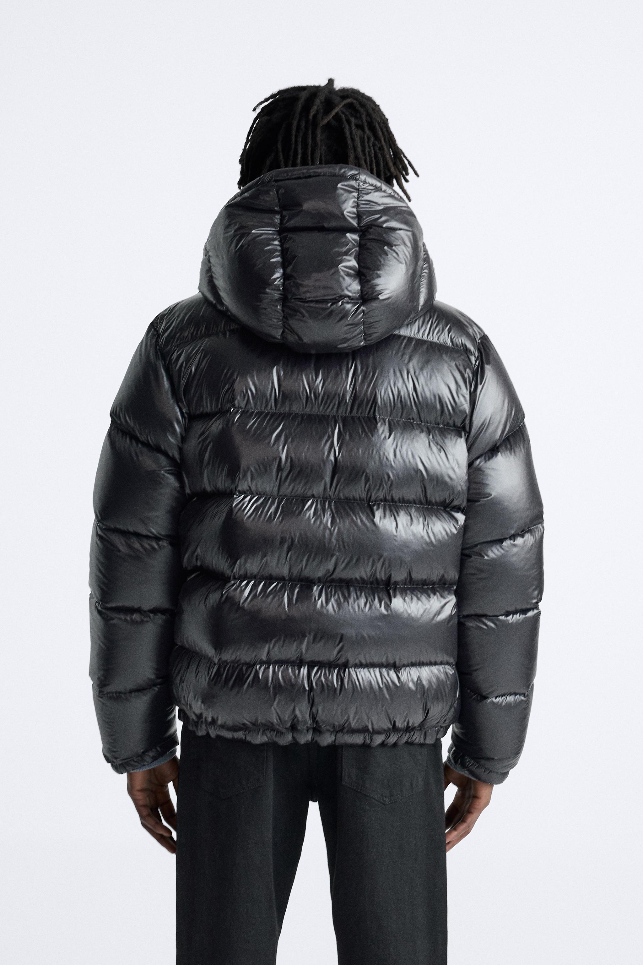 Zara shiny puffer jacket with store fur hood