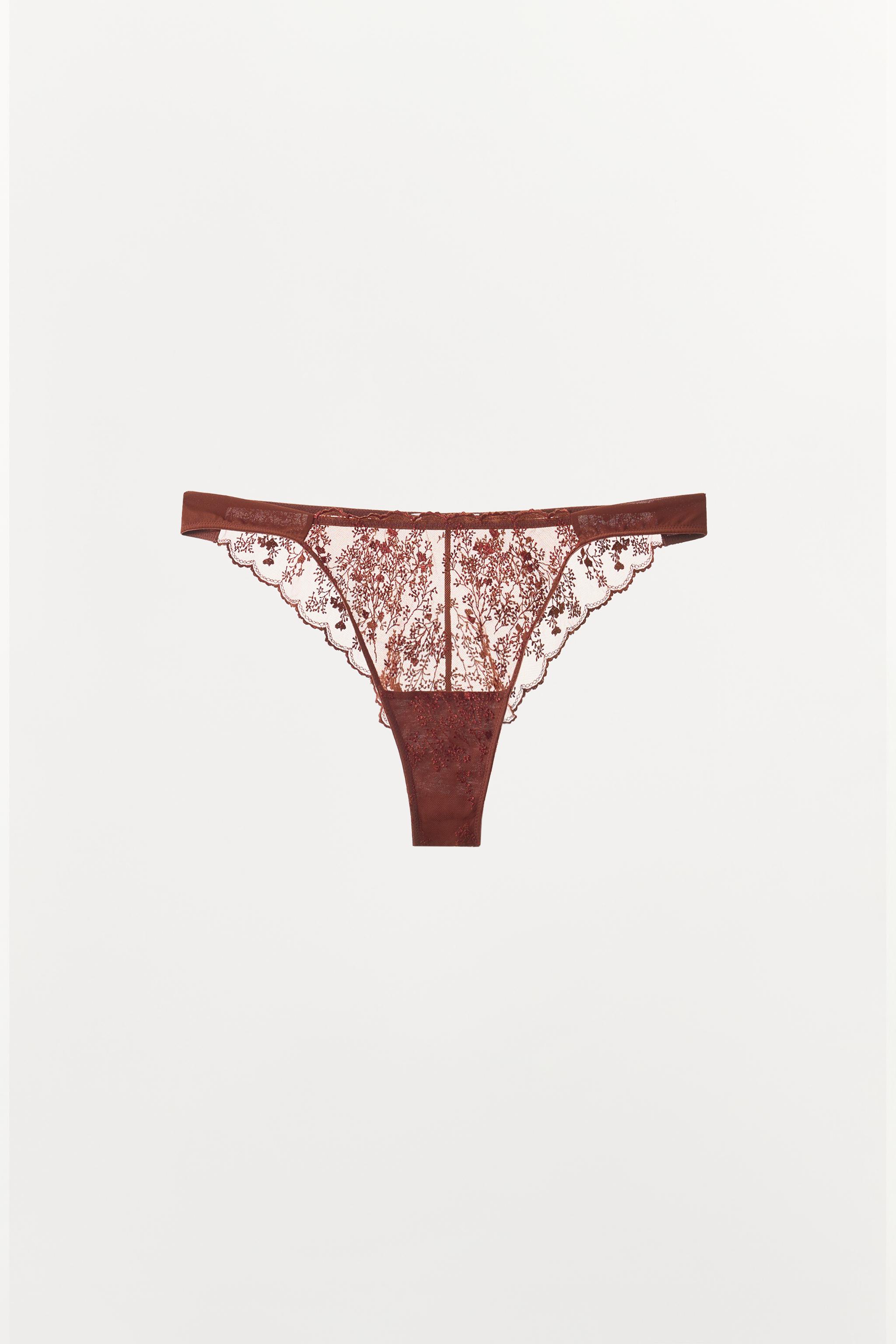 COMBINATION LACE PANTIES — Dark brown