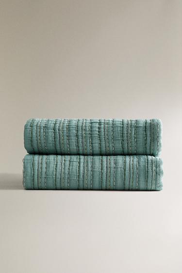 COTTON MUSLIN THROW - Aquamarine by Zara - Image 1
