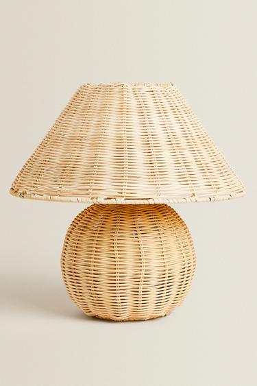 Zaras TAKLAMPA FÖR BARN I ROTTING - Ljust beige