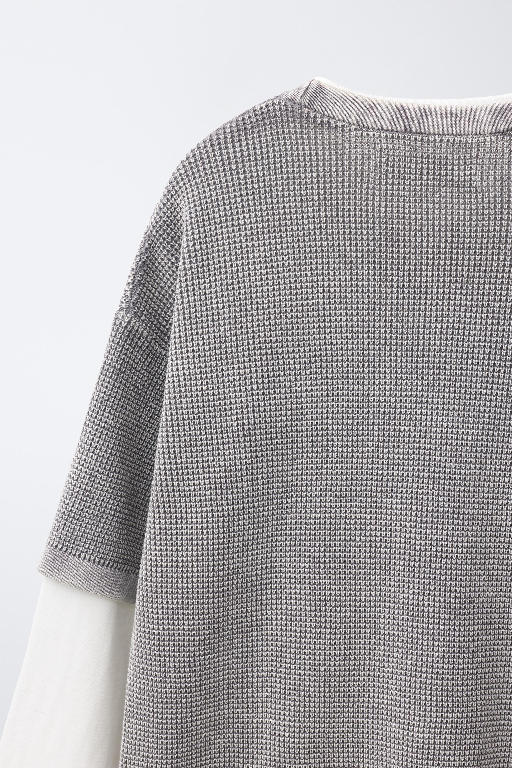 Детские футболки Zara DOUBLE TEXTURE LONG SLEEVE T-SHIRT — фото 4