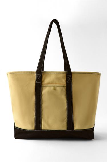 Zara COMBINATION SHOPPER BAG - Butter