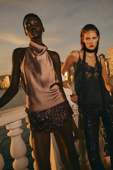 TOP LENCERO ENCAJE ZW COLLECTION - Negro de Zara