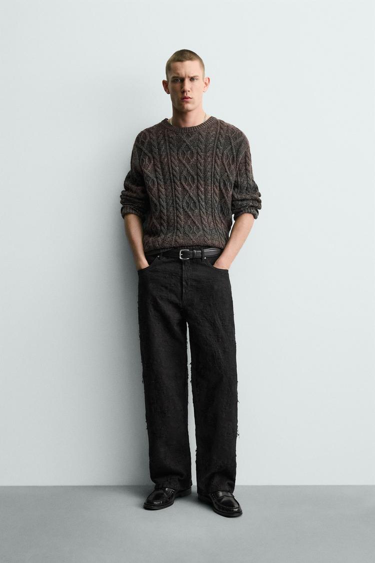 ZARA TEXTURED JACQUARD TROUSERS