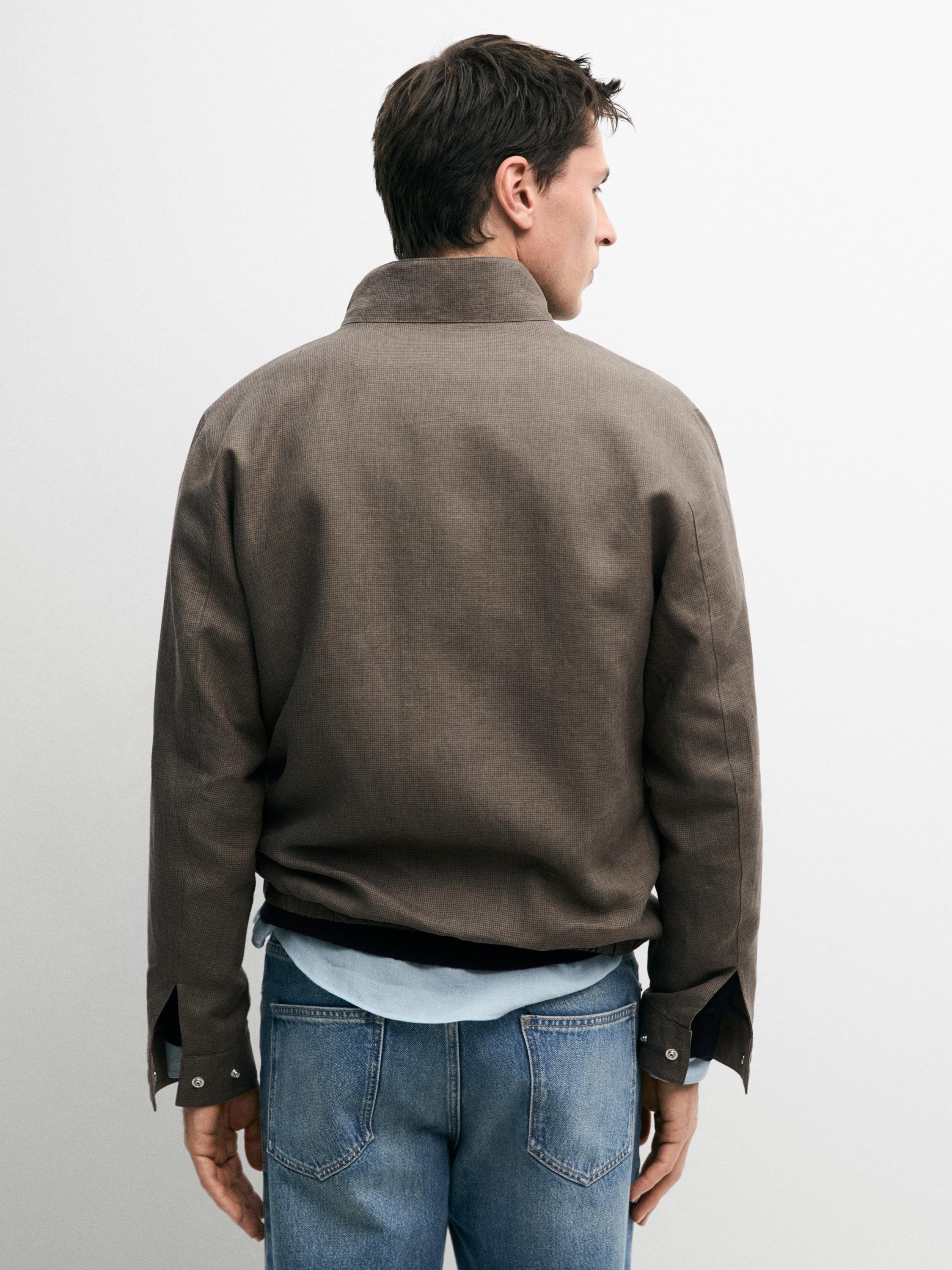 Blouson court réversible en lin mélangé