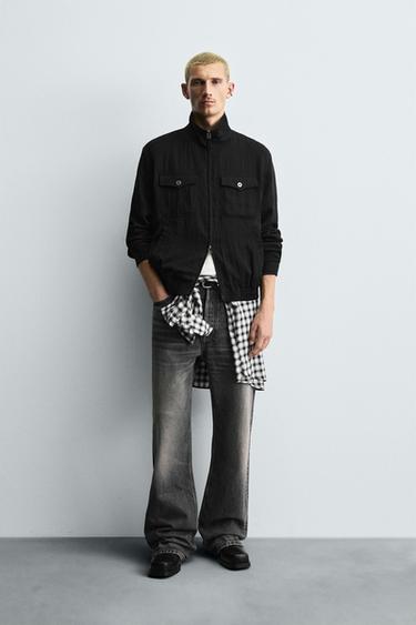 Zara RELAXED FIT FLOWY JACKET - Black
