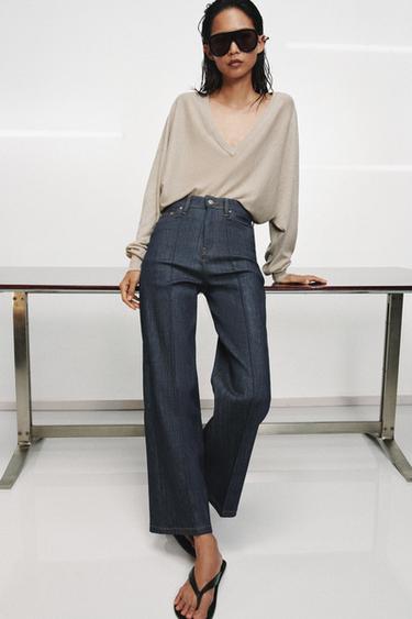 KAVBOJKE S ŠIROKIMI HLAČNICAMI IN VISOKIM PASOM ZW KOLEKCIJA - Indigo od Zare