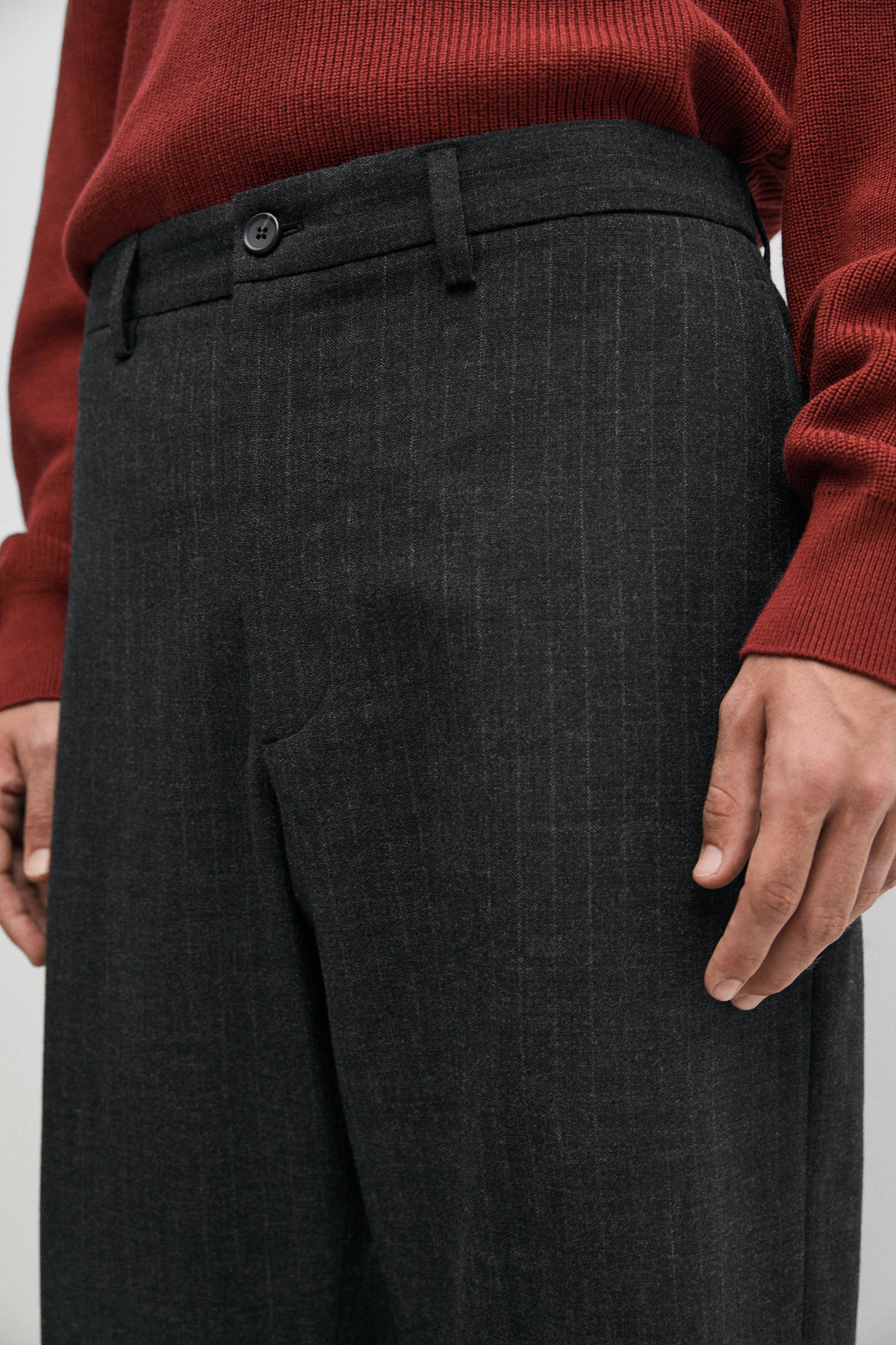 100% wool striped relaxed fit trousers