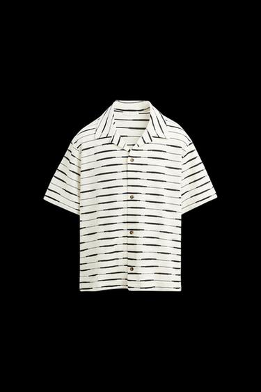 GESTREIFTES JACQUARD-HEMD - Weiß / Schwarz von Zara - Bild 0