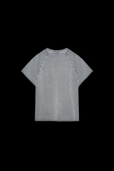 SUDADERA FELPA EFECTO LAVADO TEXTO - Gris antracita de Zara