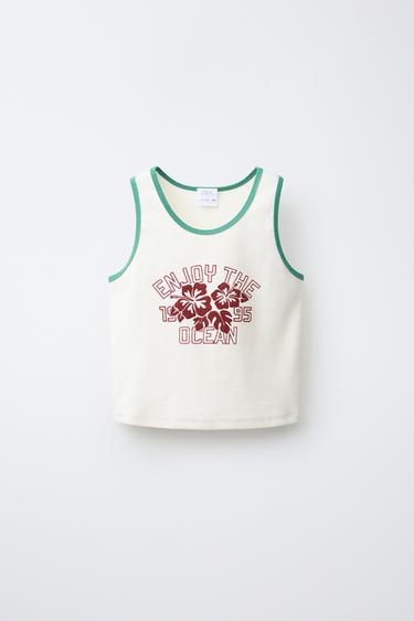 ÁO KIỂU IN HỌA TIẾT VARSITY - Kem từ Zara