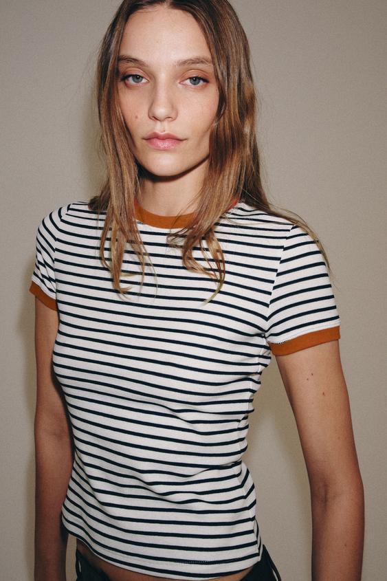 STRIPED SHORT SLEEVE T-SHIRT from Zara - $25.90