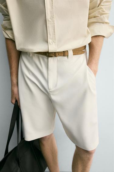 RELAXED FIT BERMUDA SHORTS WITH SIDE PLEATS - Oyster-white by Zara - Image 5