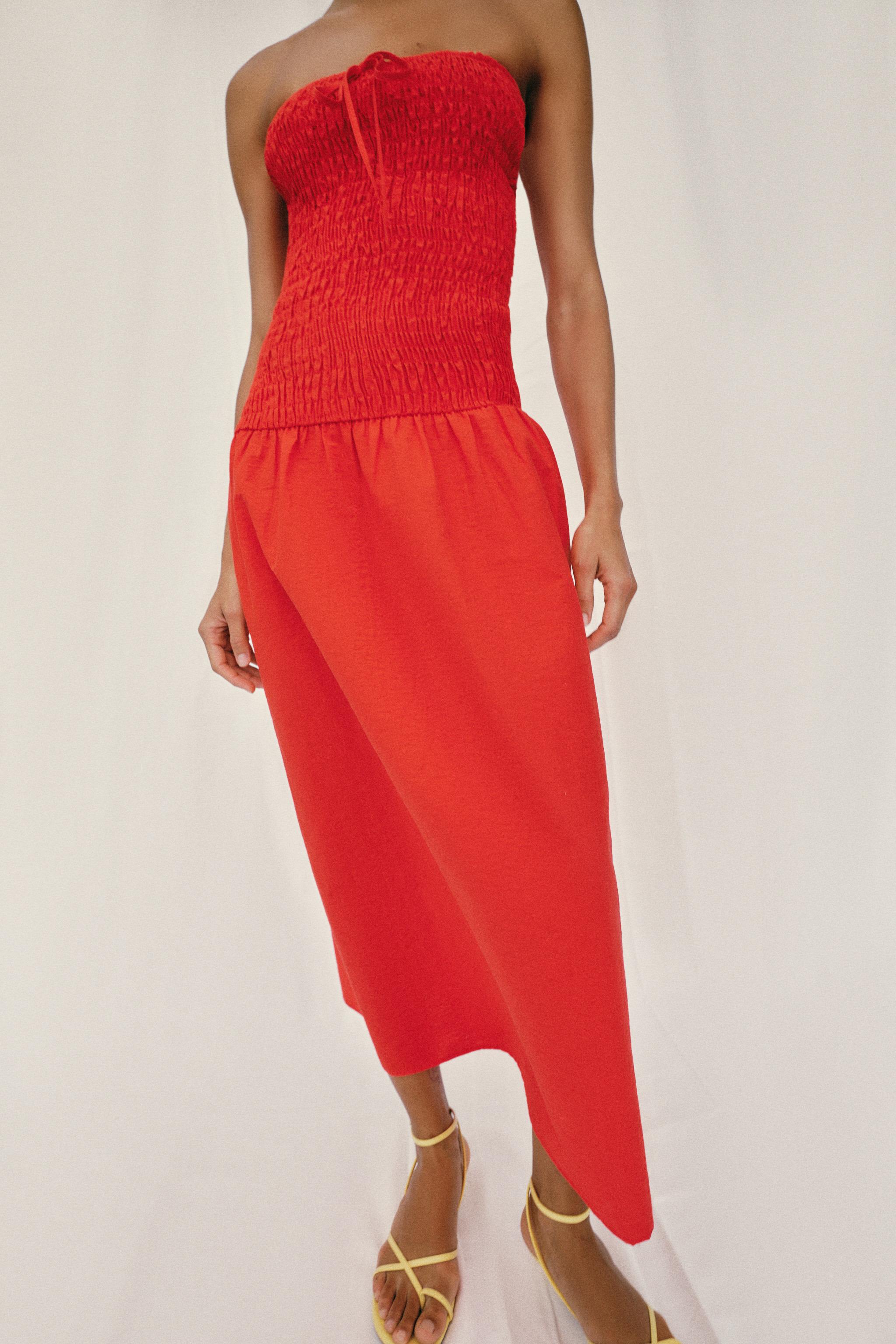 SMOCKED MIDI DRESS