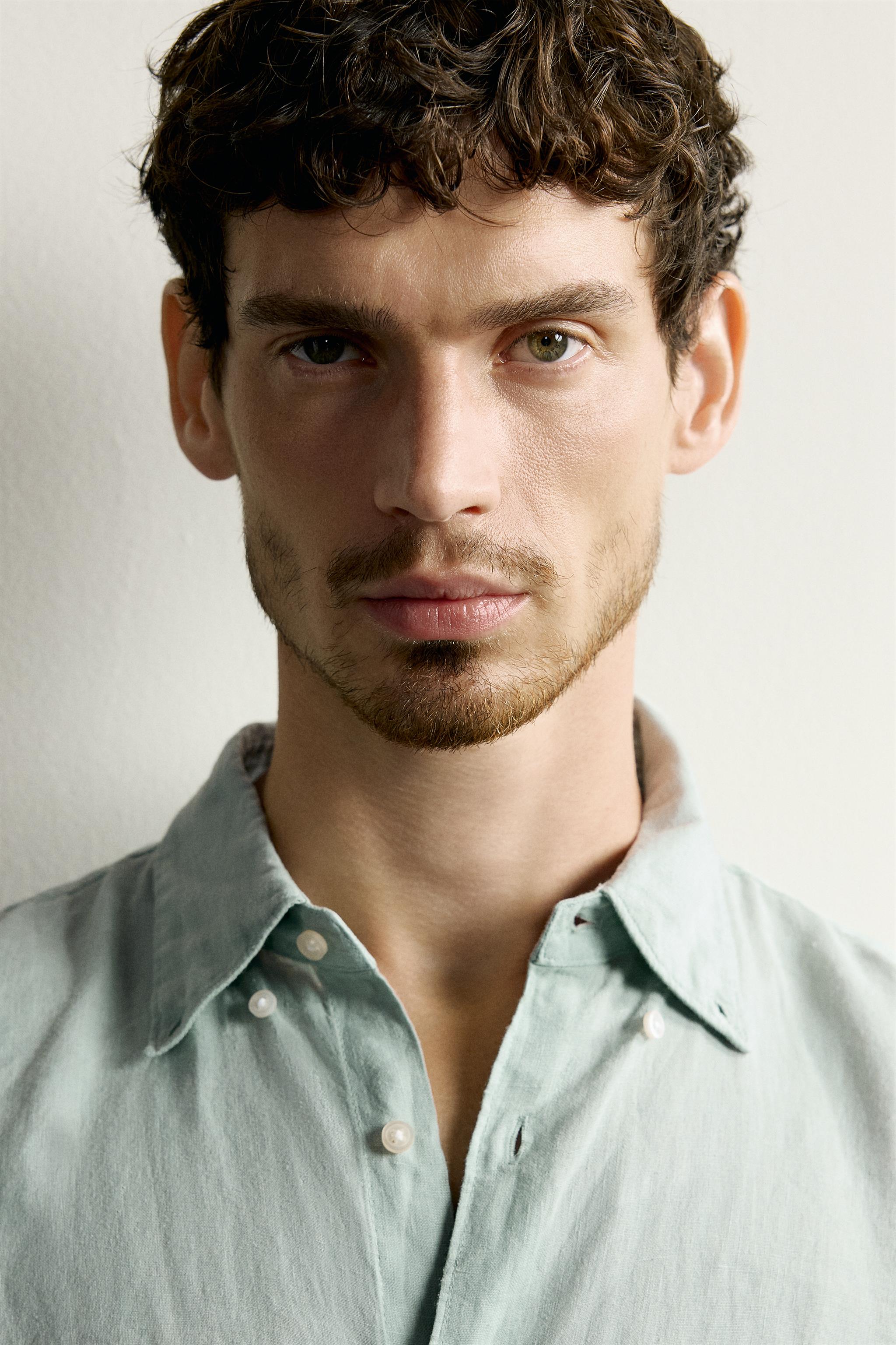 Мужские рубашки Zara 100% LINEN REGULAR FIT SHIRT — фото 5