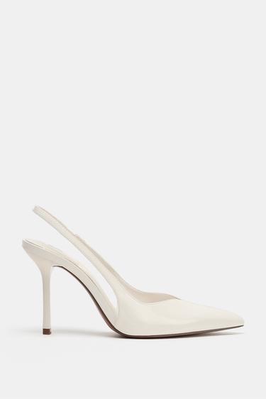 FAUX PATENT SLINGBACK HEELS - White by Zara - Image 0