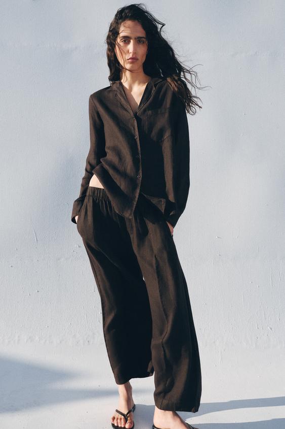 Zara — ZW COLLECTION LINEN BARREL PANTS