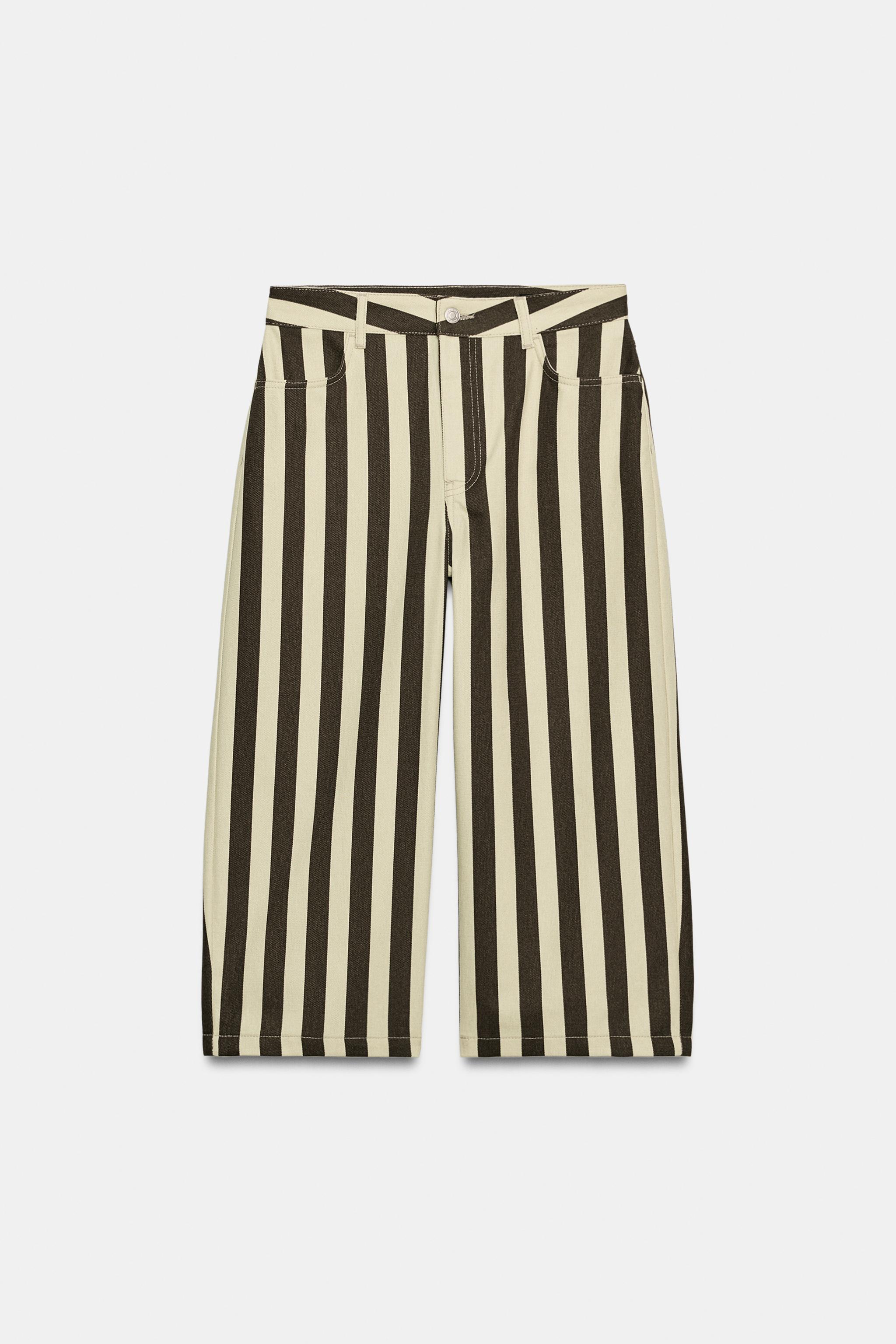 Женские брюки Zara ZW COLLECTION CROPPED STRIPED TROUSERS — фото 6