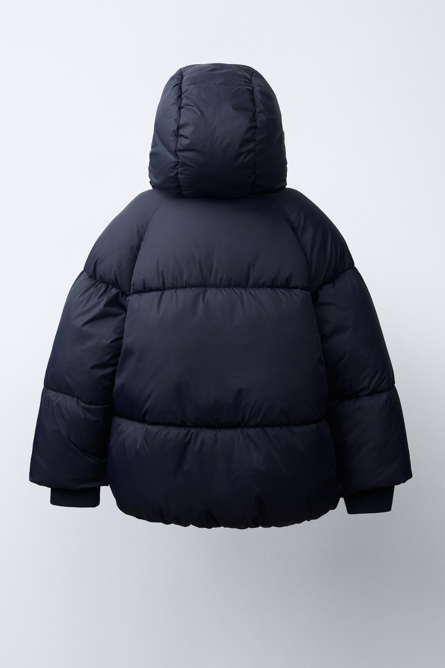 Детская куртка Zara Water-Repellent Hooded Puffer, цвет: Тёмно-синий — фото 5