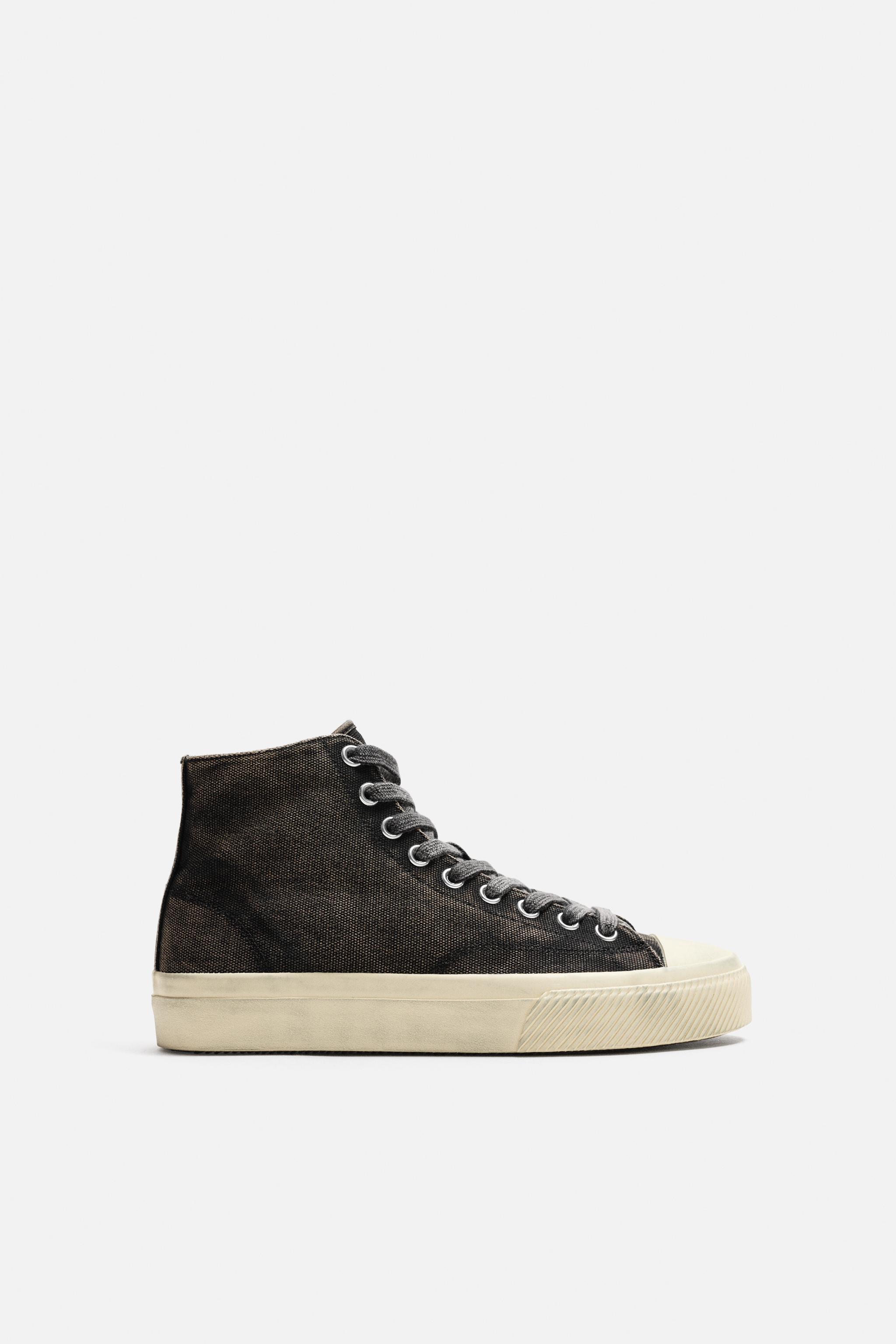 FABRIC HIGH-TOP SNEAKERS Black ZARA South Africa