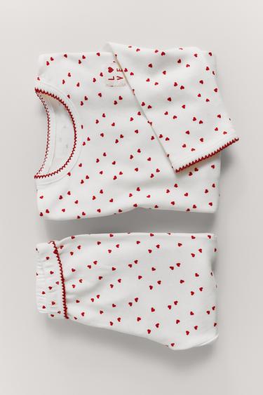 Zara 1 1/2-6 YEARS / HEART PAJAMAS - Ecru