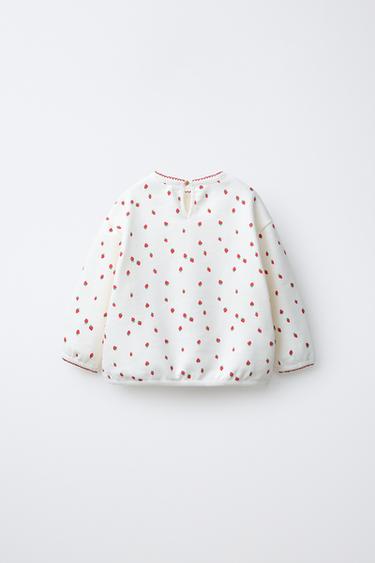 STRAWBERRY PRINT SWEATSHIRT - Oyster-white by Zara - Image 1