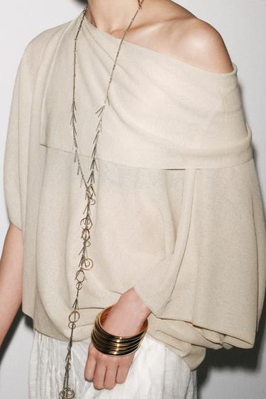 PLAIN KNIT SHORT SLEEVE JUMPER - Sand by Zara