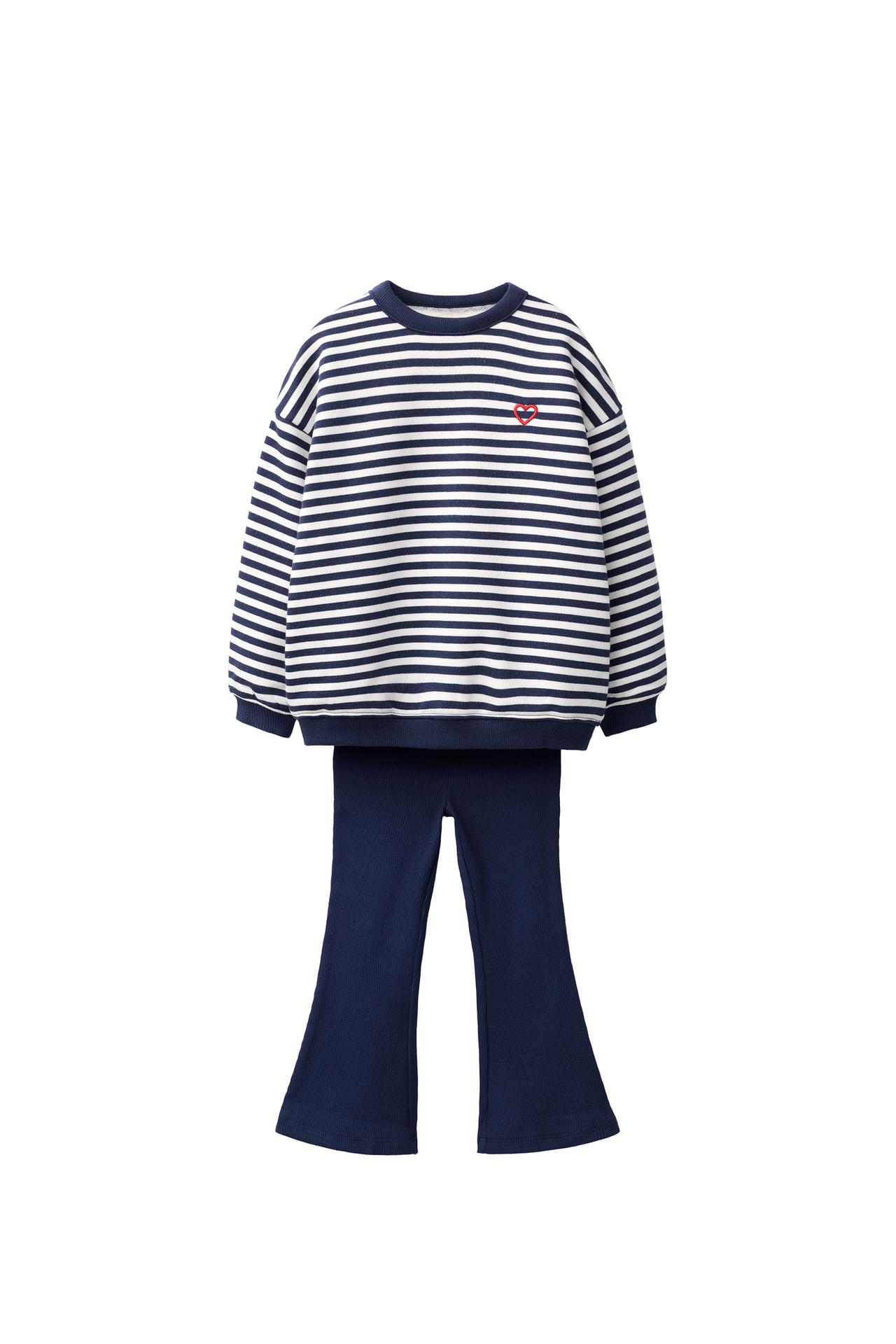 STRIPED SWEATSHIRT AND FLARE LEGGING SET — Blue