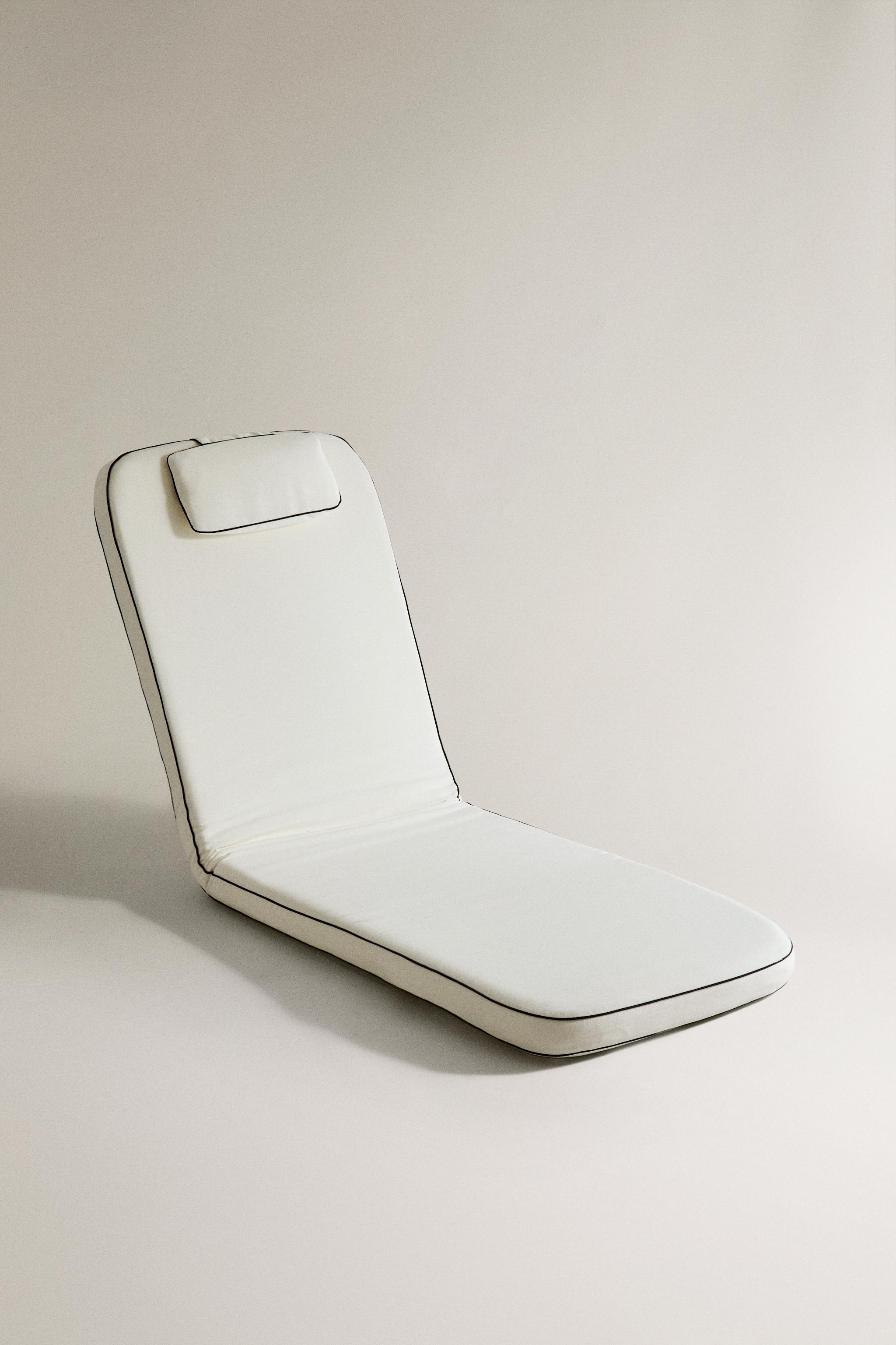 RECLINING OUTDOOR FLOOR LOUNGER — Ecru