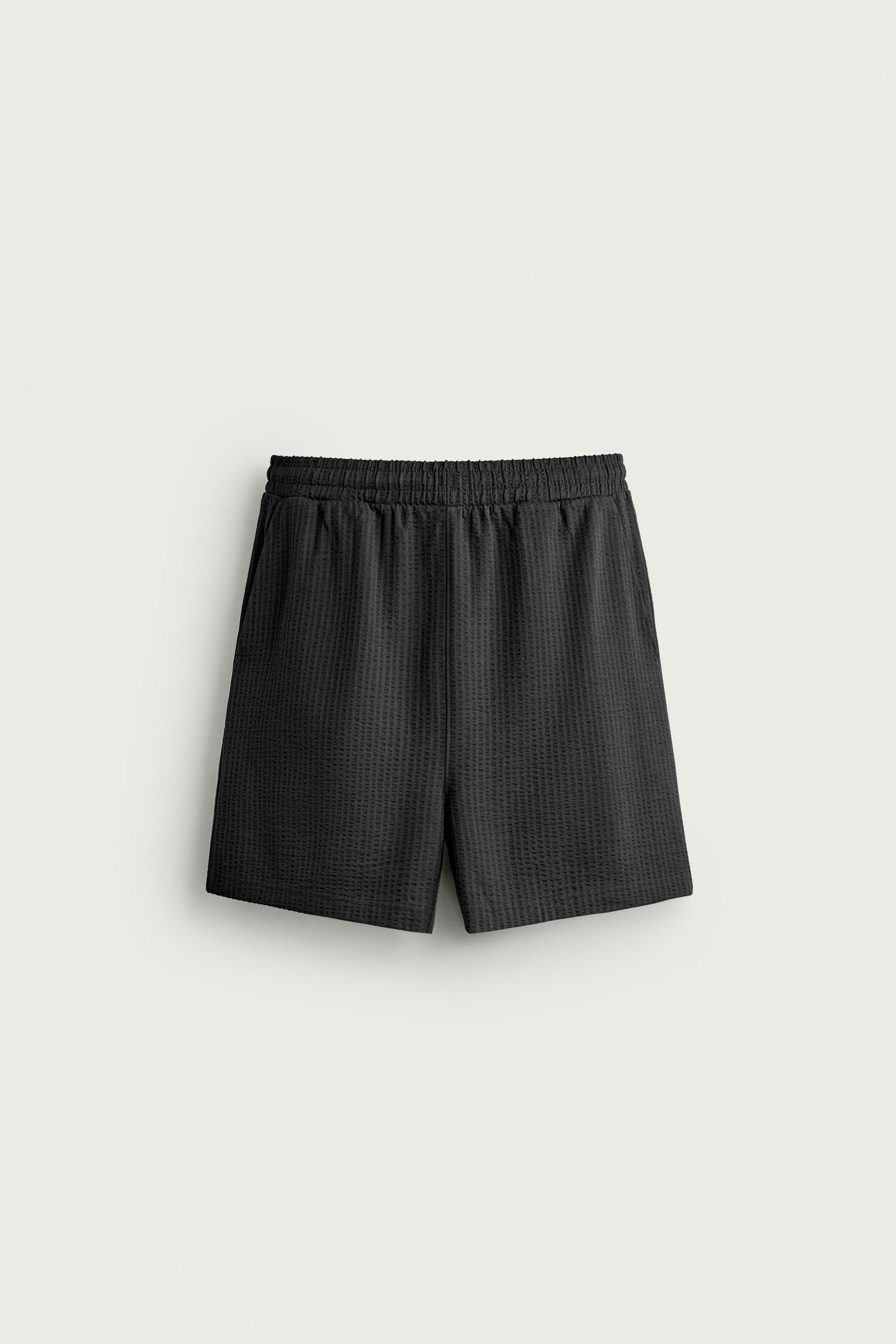 COMFORT SEERSUCKER REGULAR FIT SHORTS — Anthracite grey