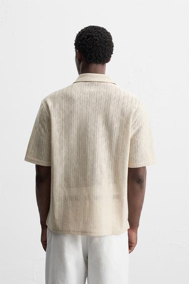 CHEMISE STRUCTURE OUVERTE À CHEVRONS - Beige clair de Zara - Image 2