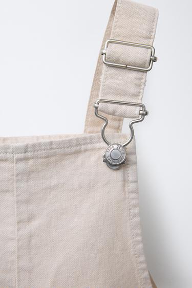 SHORT DUNGAREES WITH LINEN BLEND - Ecru by Zara - Image 2