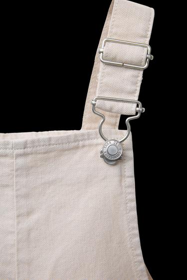 Zara LINEN AND COTTON OVERALL SHORTS - Ecru