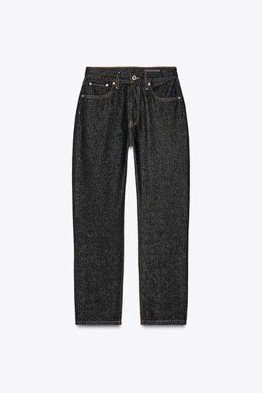 Zara STRAIGHT CUT MID RISE JEANS ZW COLLECTION - Black