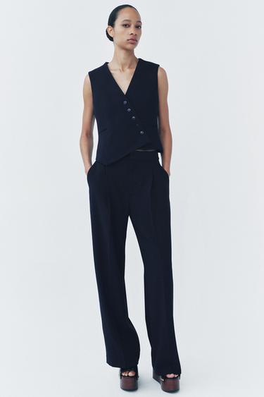 ШИРОКИЕ БРЮКИ С ЗАЩИПАМИ — ZW COLLECTION — МОРСКОЙ СИНИЙ от Zara