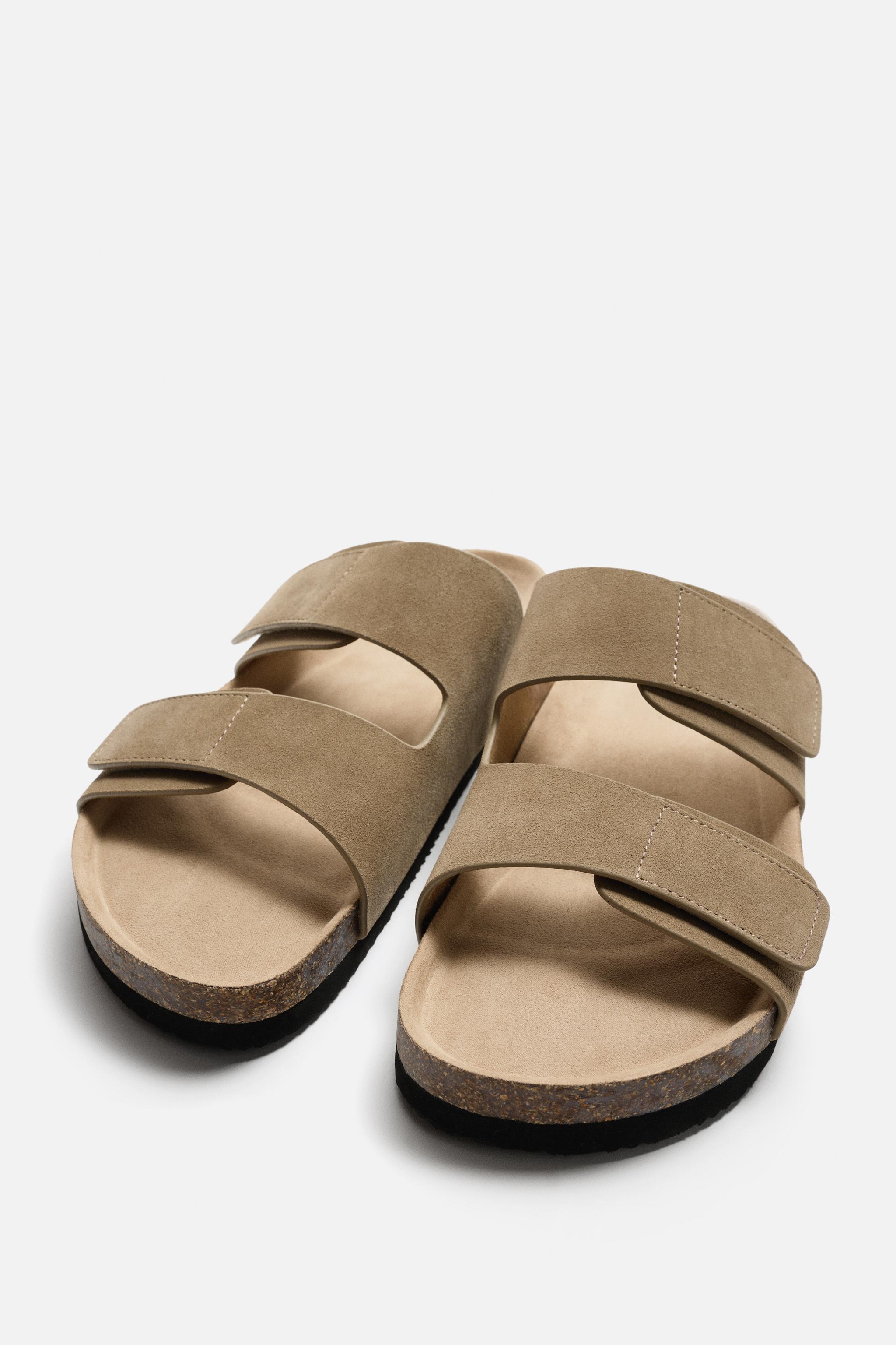 ［ZARA］リアルレザー製ダブルストラップサンダル 2756/520/102 DOUBLE STRAP LEATHER SANDALS - Beige | ZARA United States