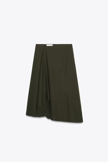 Zara ASYMMETRIC SKIRT - Dark khaki