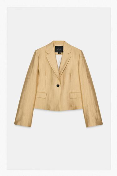ZW COLLECTION METALLIC CROPPED BLAZER - Golden by Zara