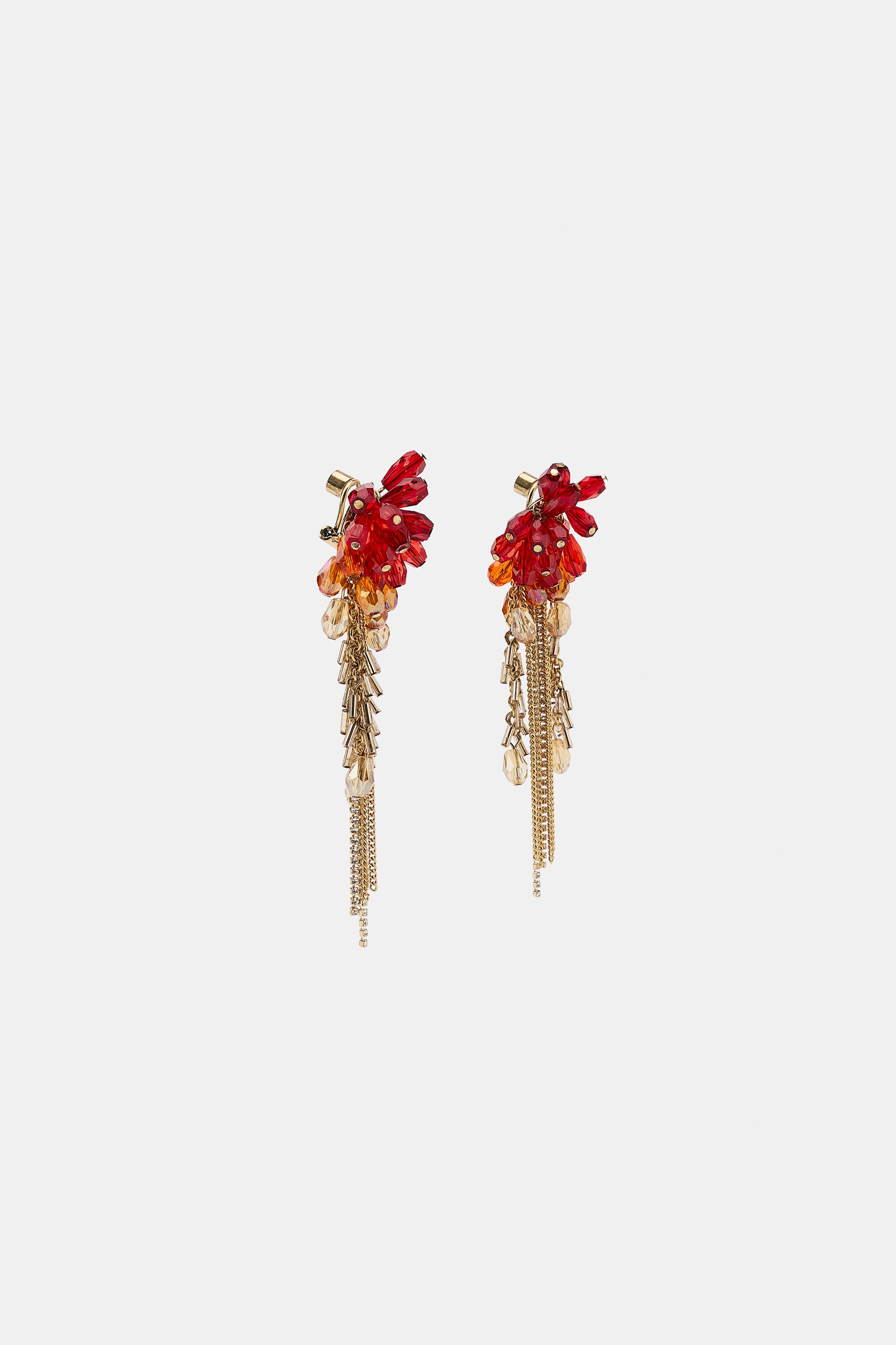 Женские аксессуары Zara CRYSTAL FRINGE EARRINGS — фото 5
