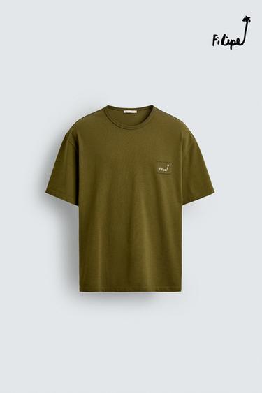 CAMISETA PATCH COMBINADO FILIPE JARDIM X ZARA - Verde da Zara