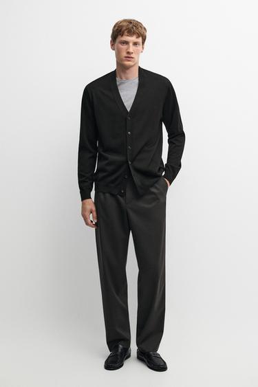 Zara Merino wool button-up cardigan - Black - Image 0