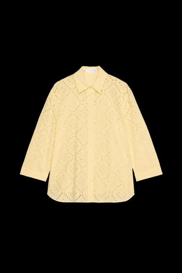 ZW COLLECTION CUTWORK EMBROIDERY SHIRT - Yellow by Zara - Image 0